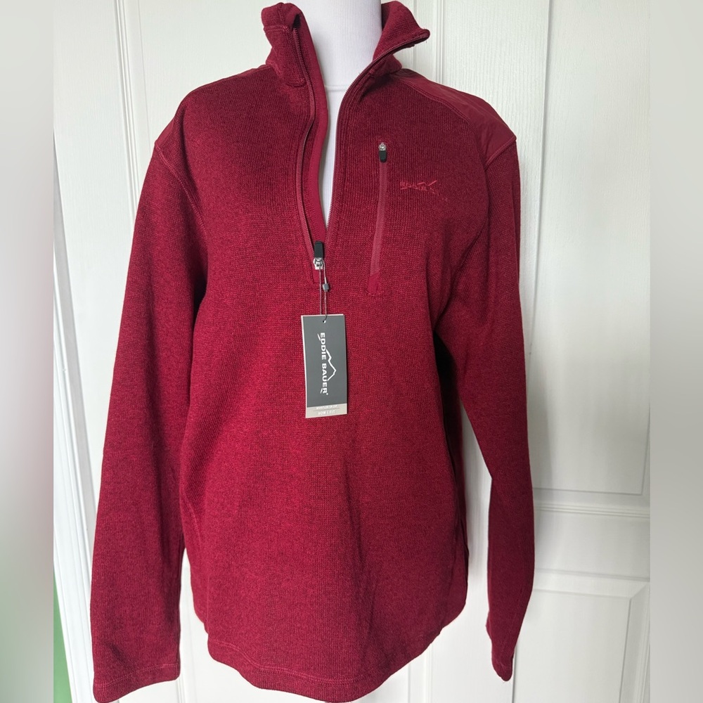 Eddie Bauer Men's Zip-Up Sweater in Rich Red